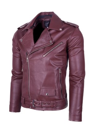 Chaqueta en Cuero Marrón Bison