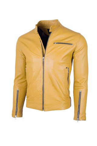 Chaqueta en Cuero Amarillo LCHL70 La Chaqueteria
