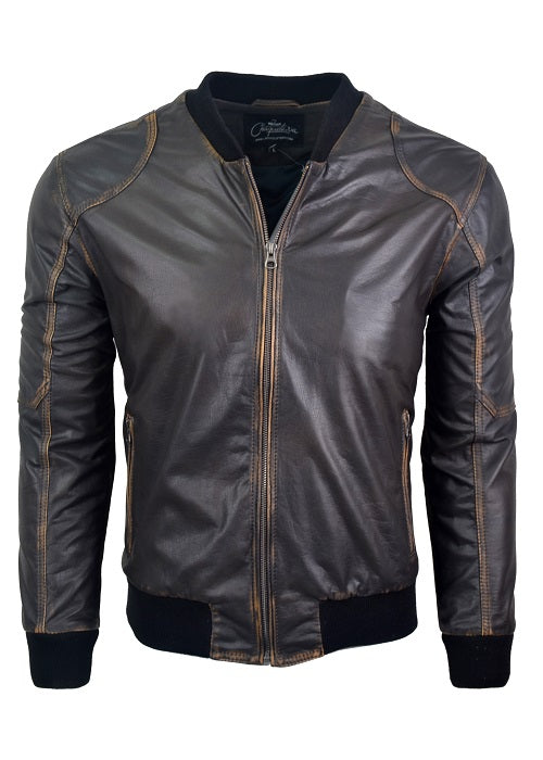 Chaqueta de Cuero Negro Envejecido Akuma