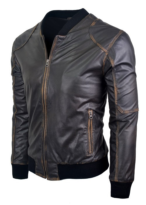 Chaqueta en Cuero Negro Envejecido Akuma