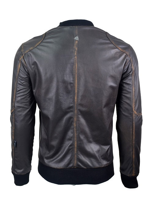 Chaqueta en Cuero Negro Envejecido Akuma
