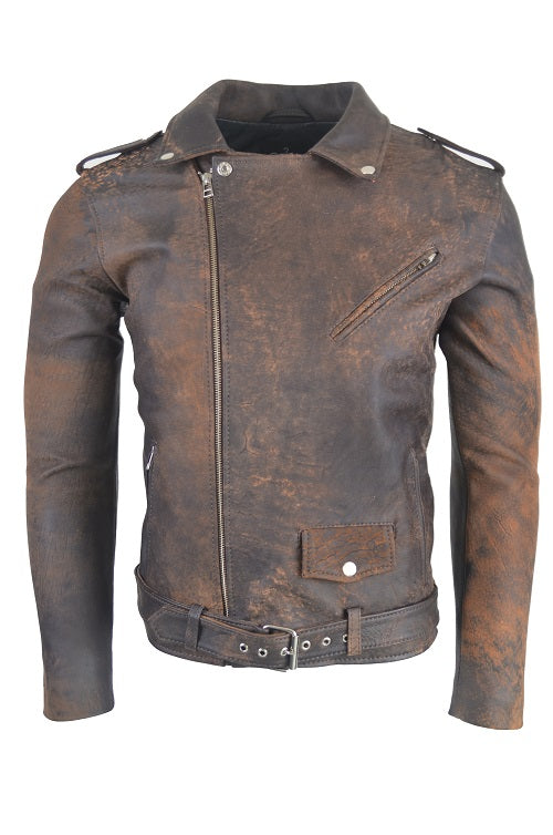 Chaqueta de Cuero Envejecido Café Base Cafe Bison