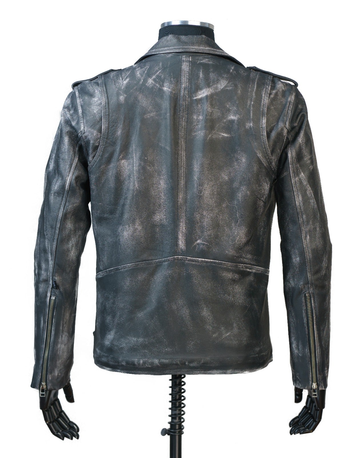 Chaqueta de Cuero Negra Base Blanca Bison