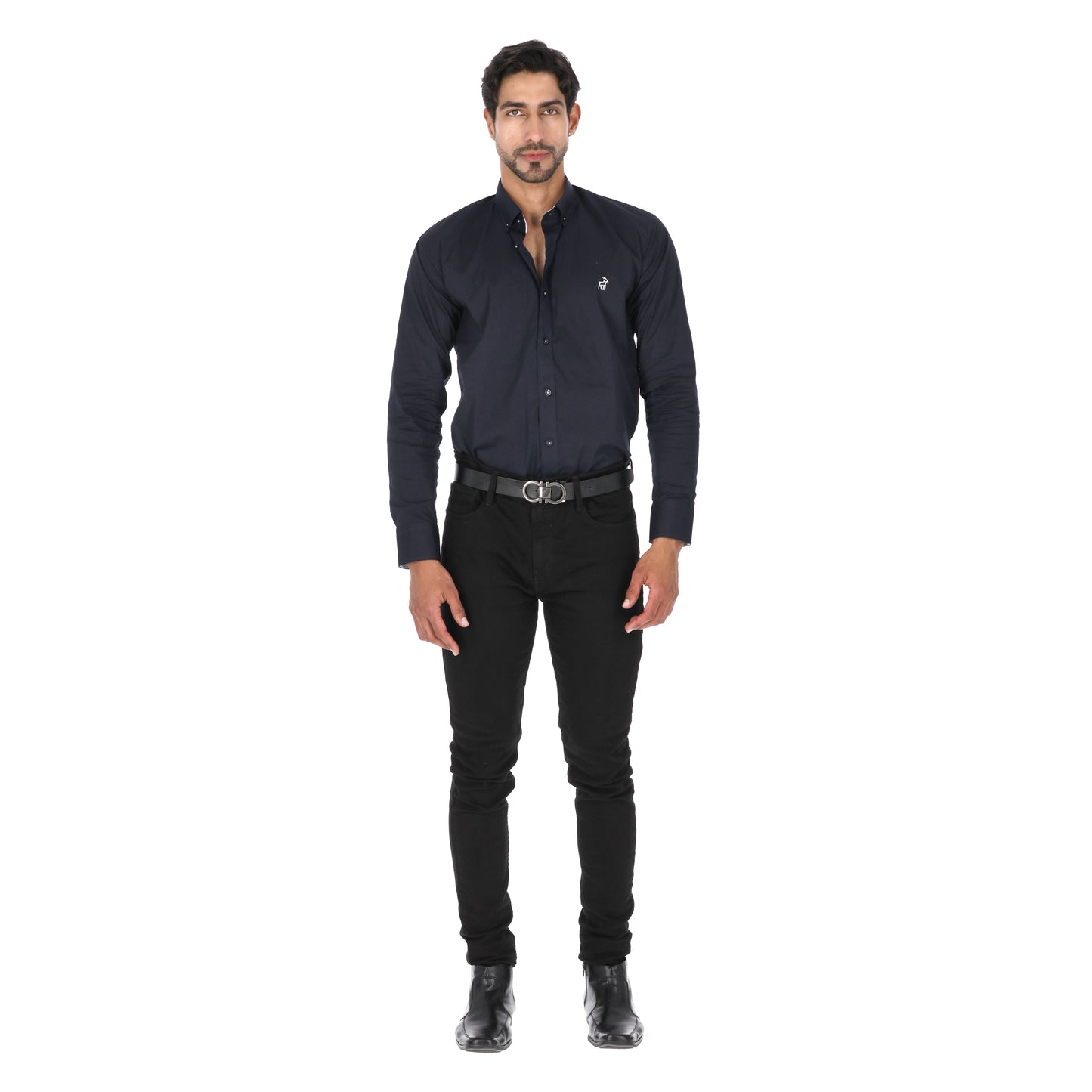 Camisa en Algodón 100% LCC2301 Navy Cabrito Blanco Marca La Chaqueteria