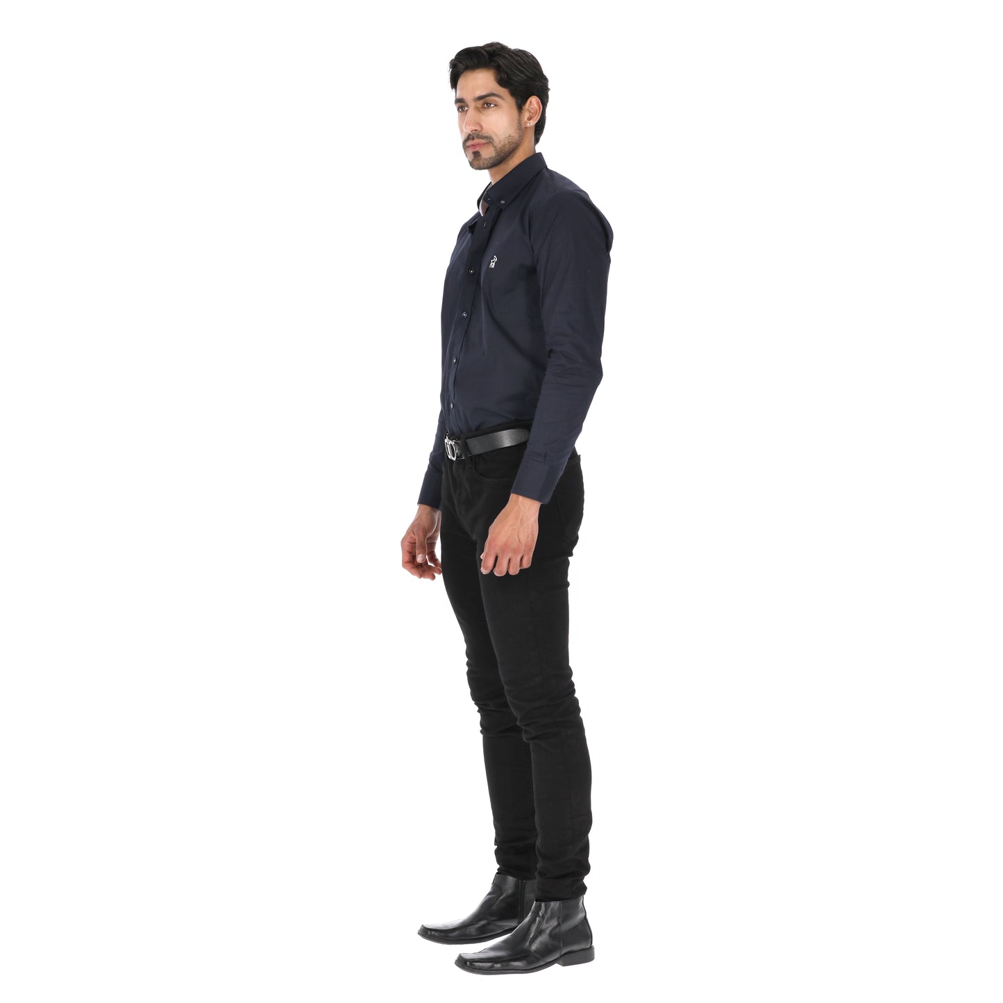 Camisa en Algodón 100% LCC2301 Navy Cabrito Blanco Marca La Chaqueteria