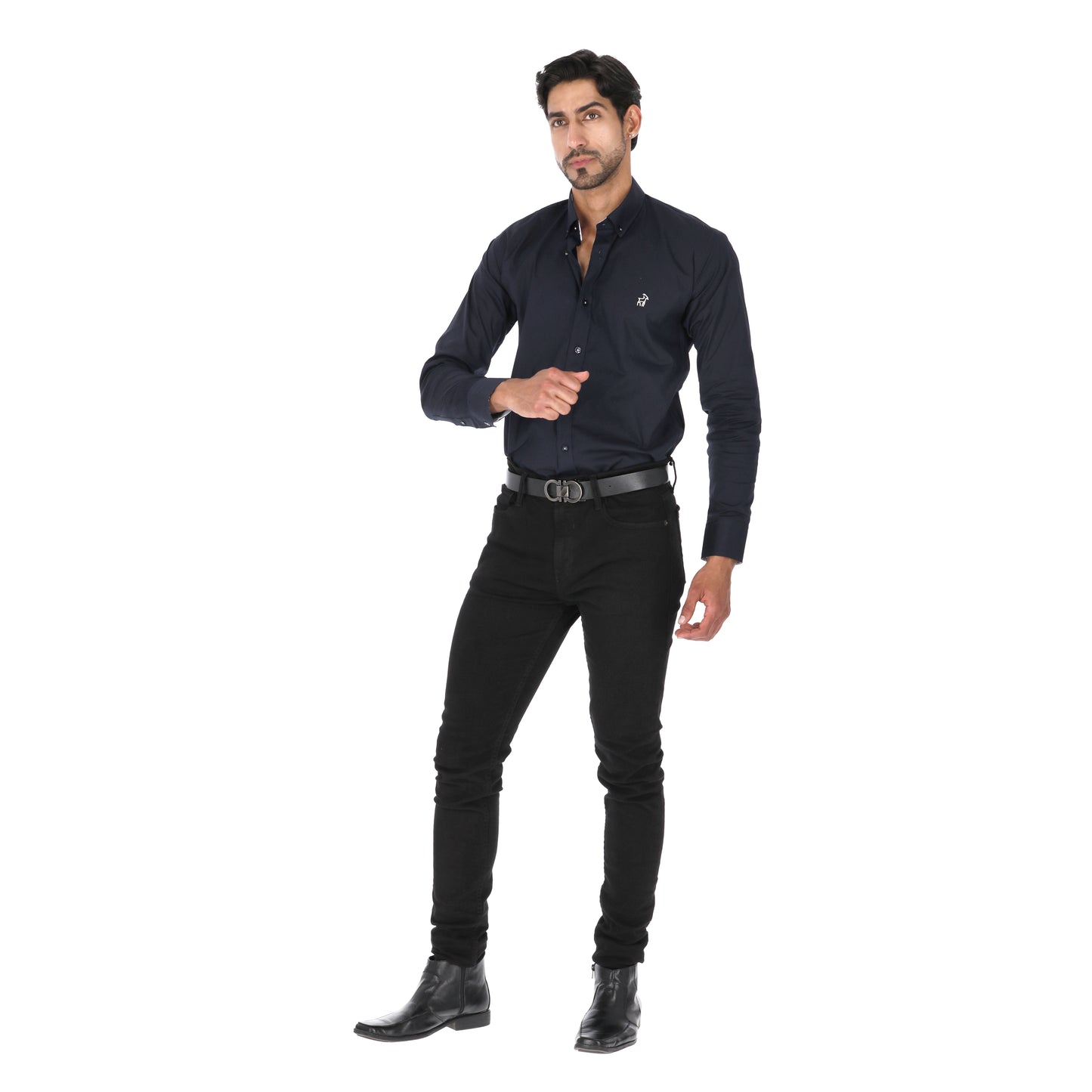 Camisa en Algodón 100% LCC2301 Navy Cabrito Blanco Marca La Chaqueteria