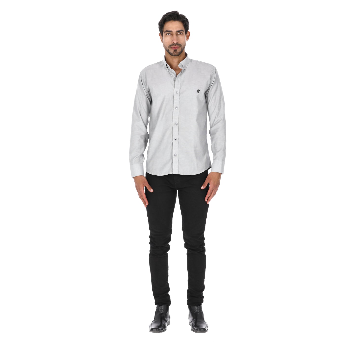 Camisa en Algodón 100% LCC2301 Gris Marca La Chaqueteria