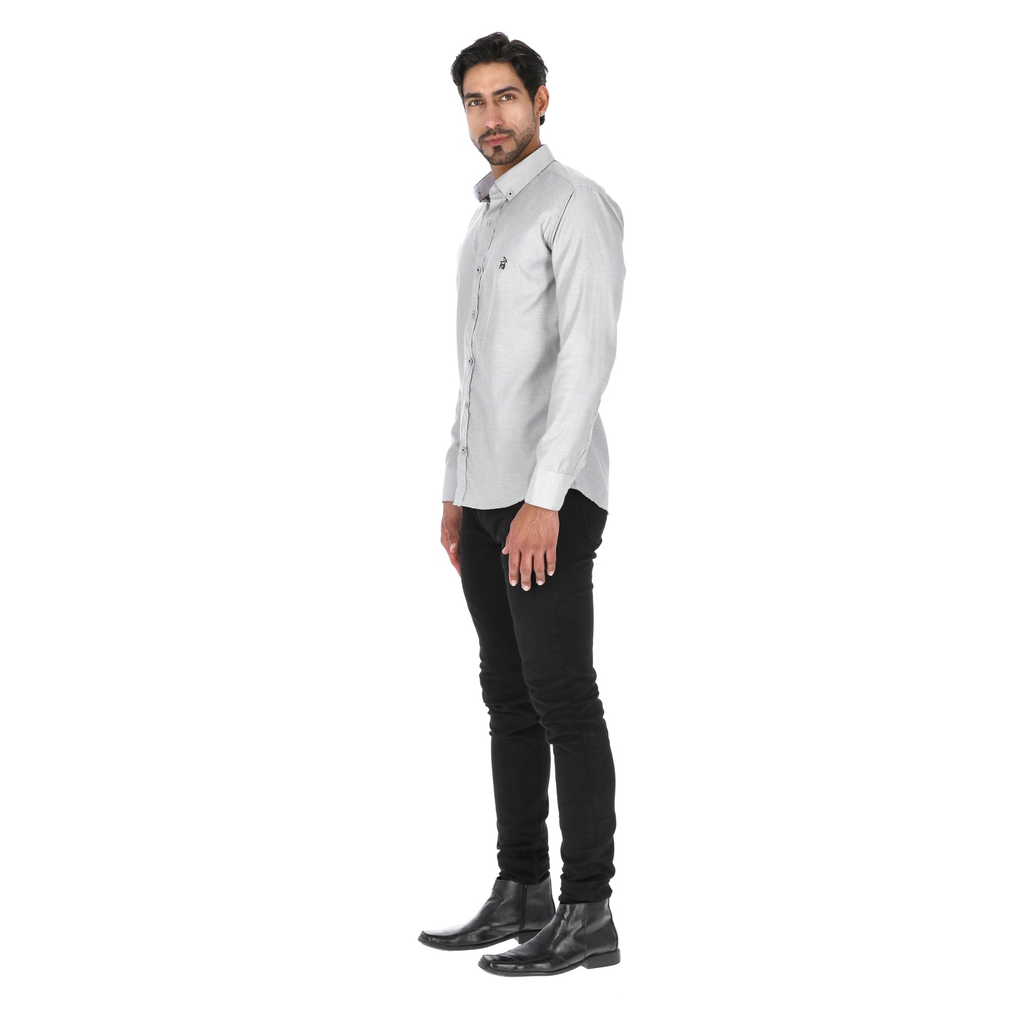 Camisa en Algodón 100% LCC2301 Gris Marca La Chaqueteria