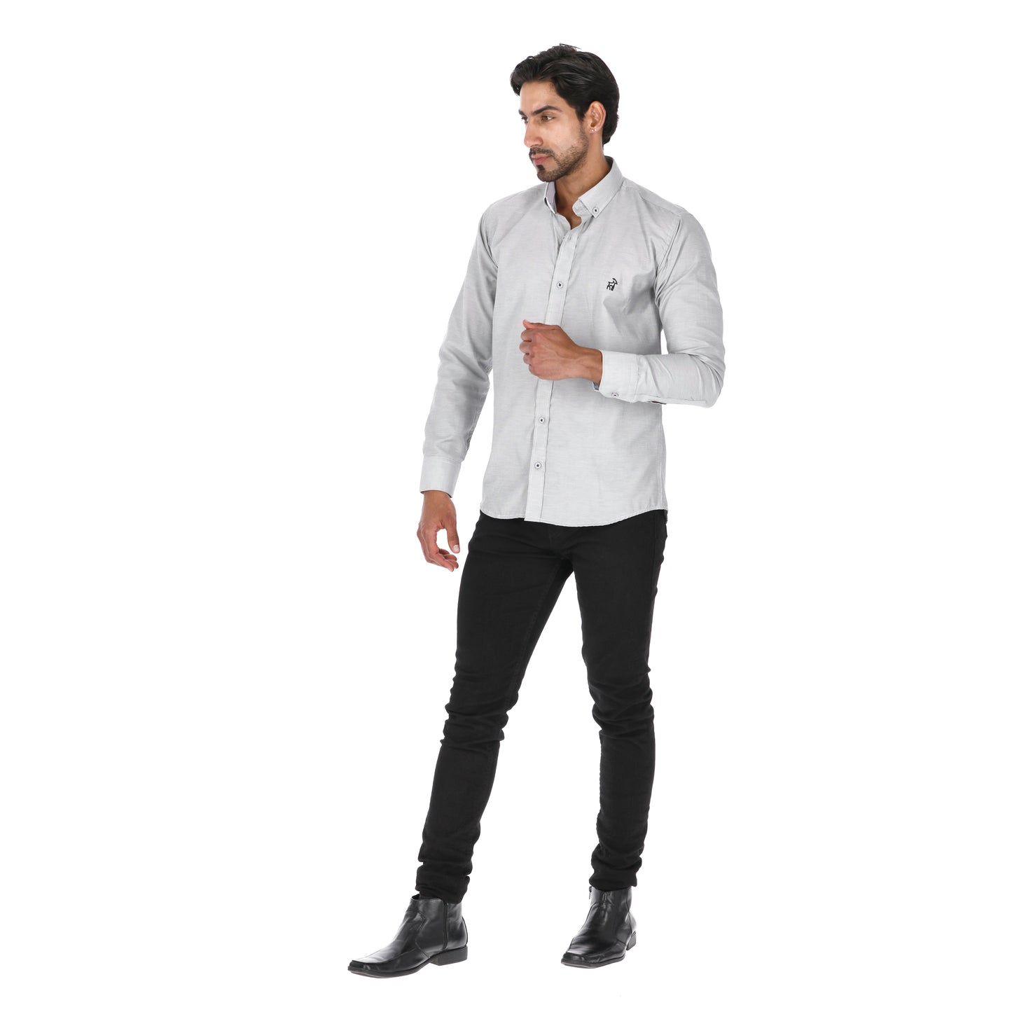 Camisa en Algodón 100% LCC2301 Gris Marca La Chaqueteria