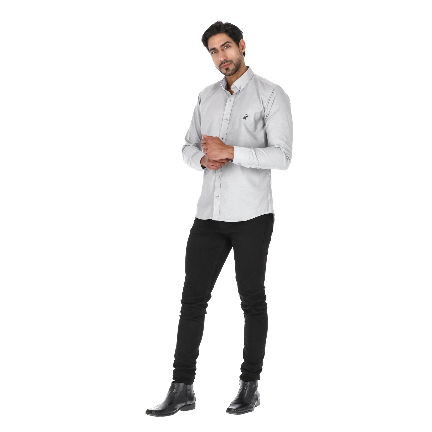 Camisa en Algodón 100% LCC2301 Gris Marca La Chaqueteria