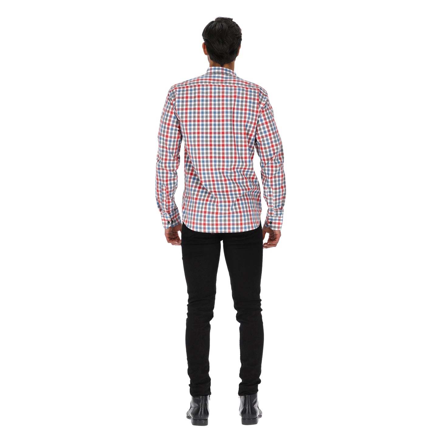 Camisa en Algodón 100% LCC2304 Rojo Azul Blanco Marca La Chaqueteria