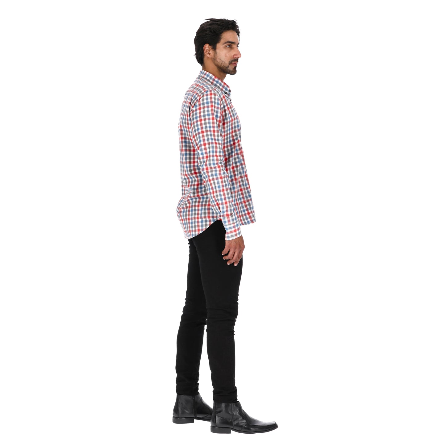 Camisa en Algodón 100% LCC2304 Rojo Azul Blanco Marca La Chaqueteria