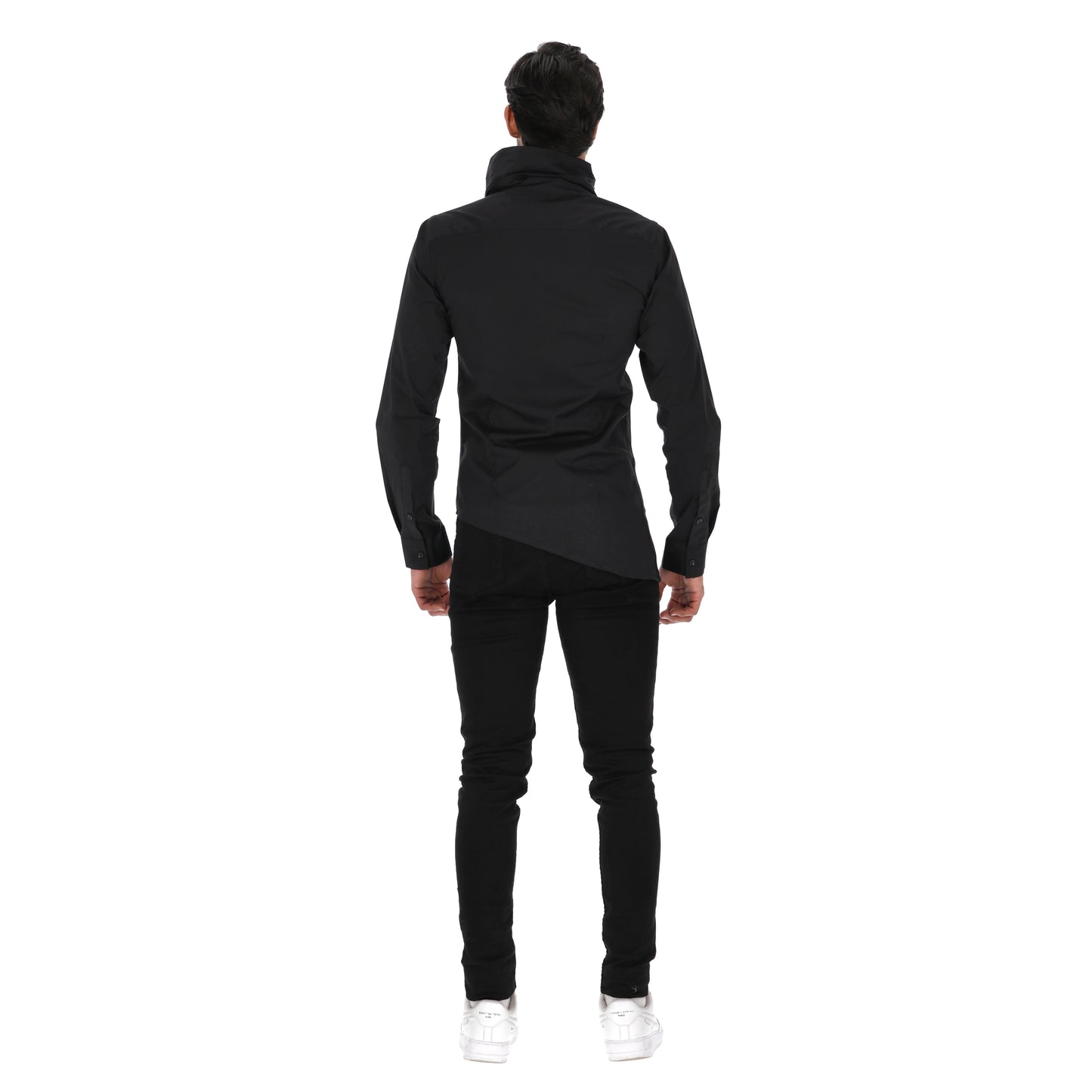 Camisa en Algodón 100% Cremallera Diagonal Lateral LCC60 Negro Marca La Chaqueteria