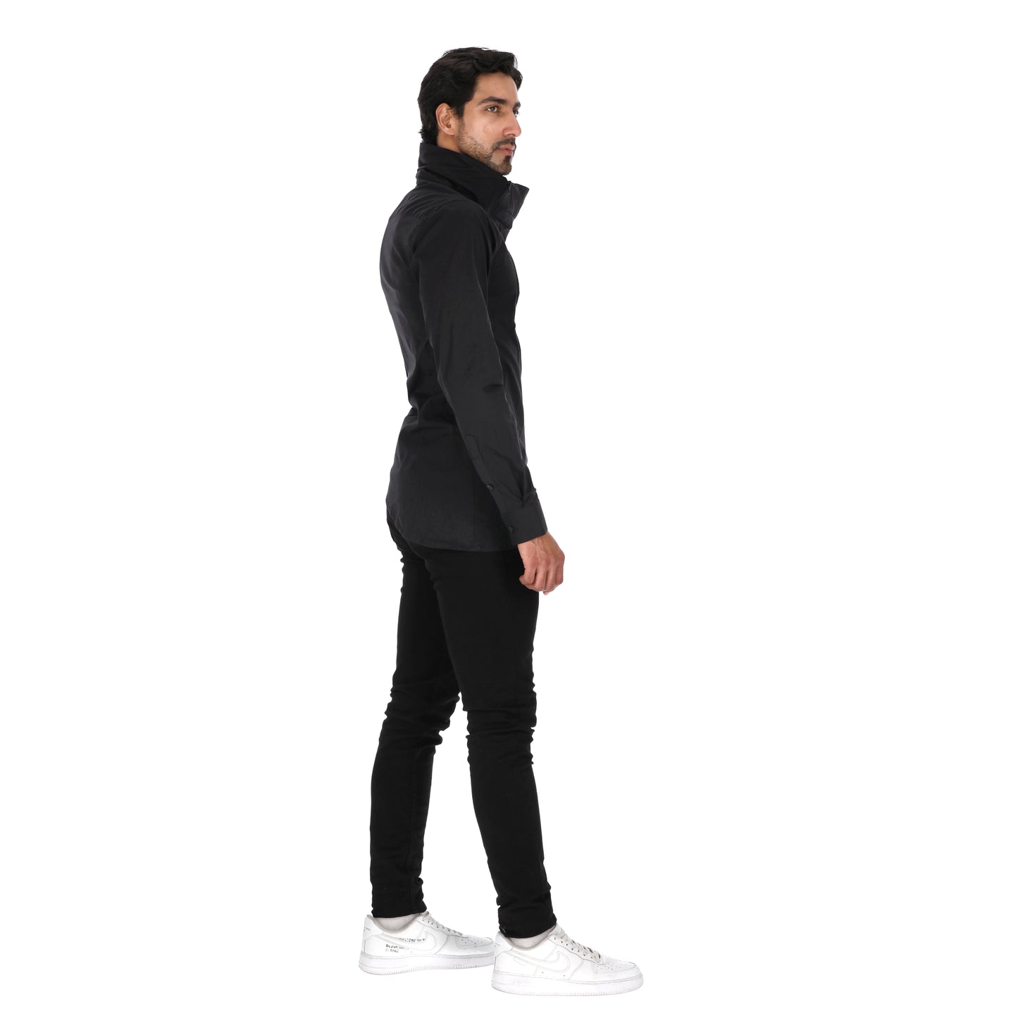 Camisa en Algodón 100% Cremallera Diagonal Lateral LCC60 Negro Marca La Chaqueteria