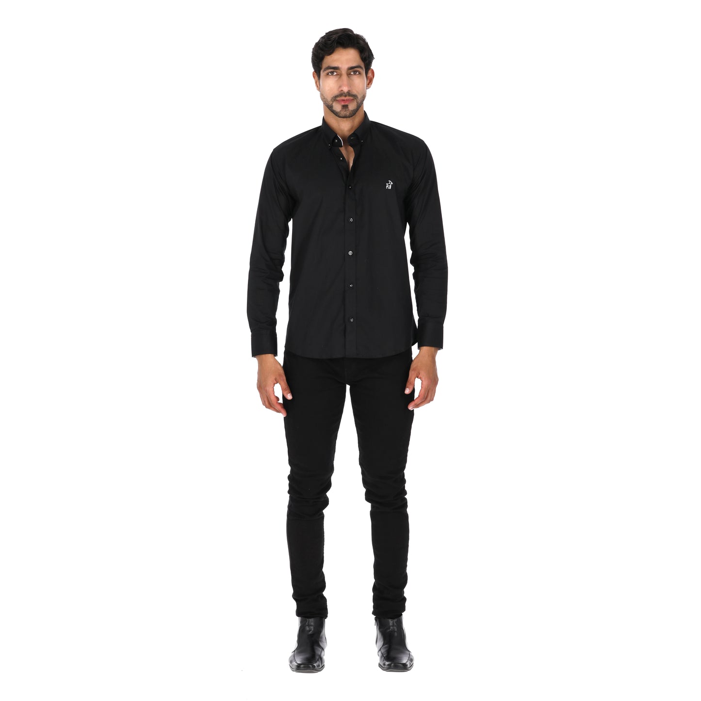 Camisa en Algodón 100% LCC2301 Negro Marca La Chaqueteria