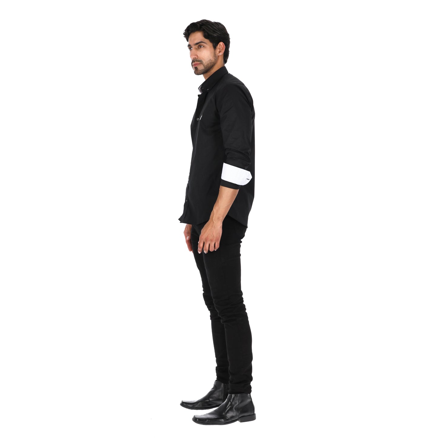 Camisa en Algodón 100% LCC2301 Negro Marca La Chaqueteria