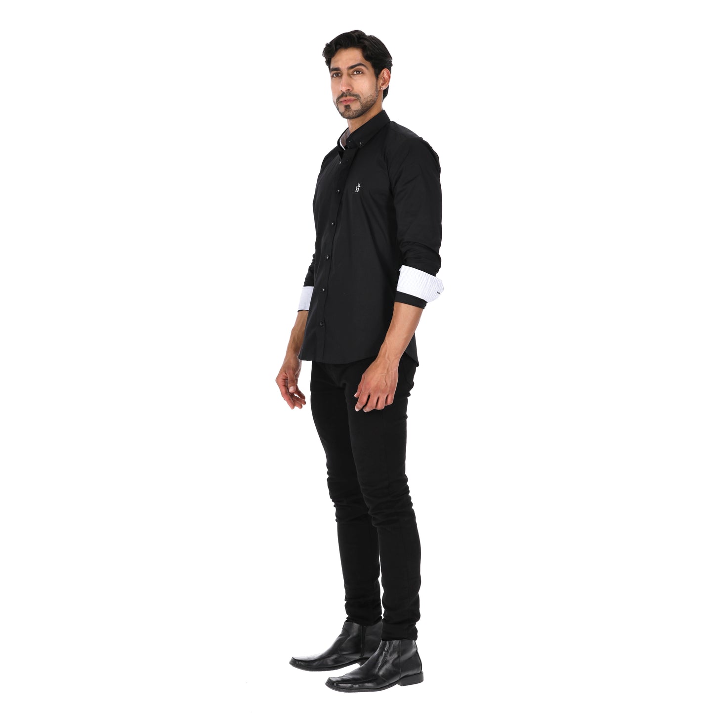 Camisa en Algodón 100% LCC2301 Negro Marca La Chaqueteria