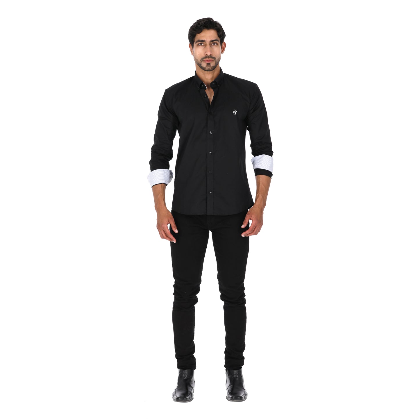 Camisa en Algodón 100% LCC2301 Negro Marca La Chaqueteria