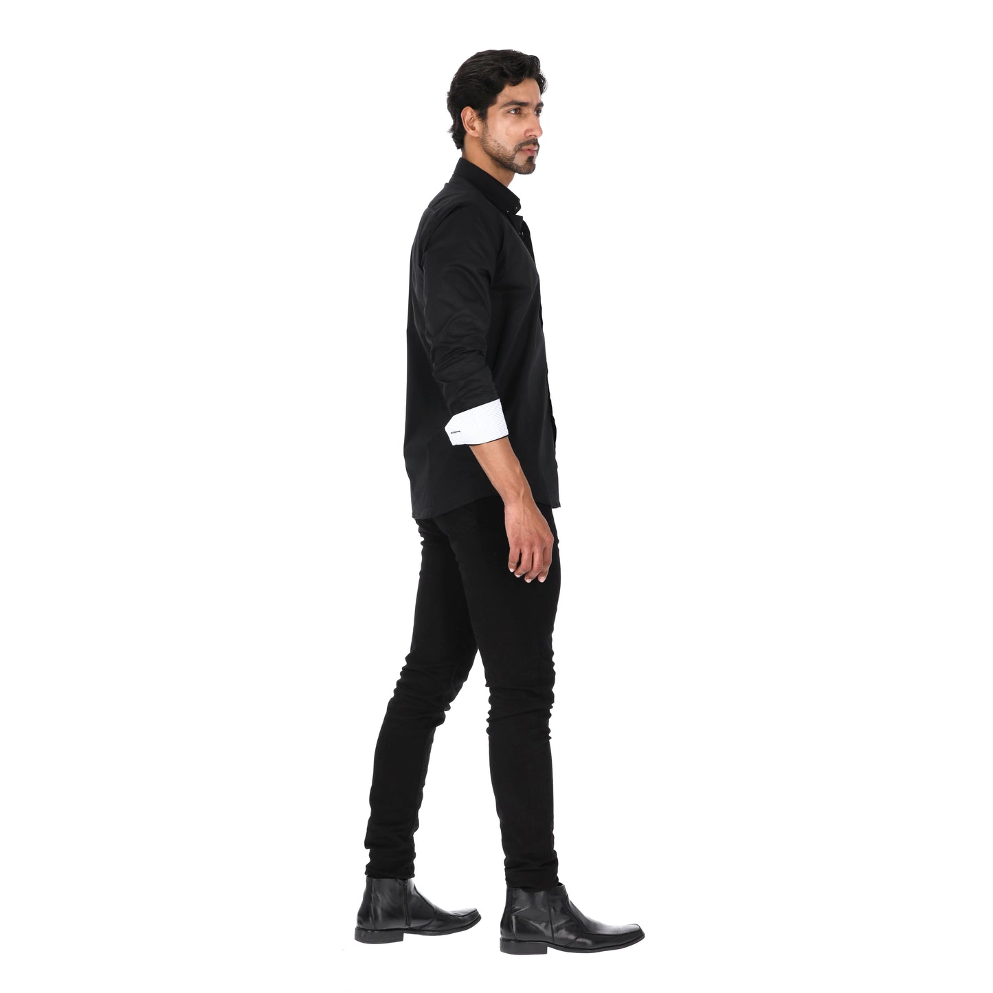 Camisa en Algodón 100% LCC2301 Negro Marca La Chaqueteria