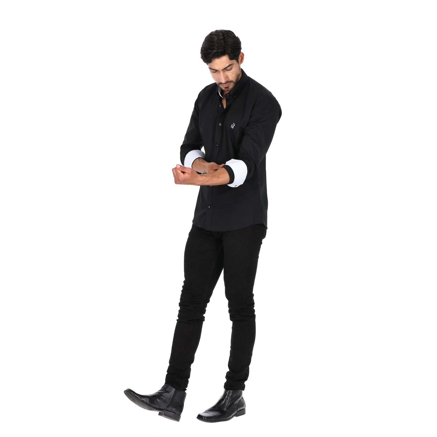 Camisa en Algodón 100% LCC2301 Negro Marca La Chaqueteria