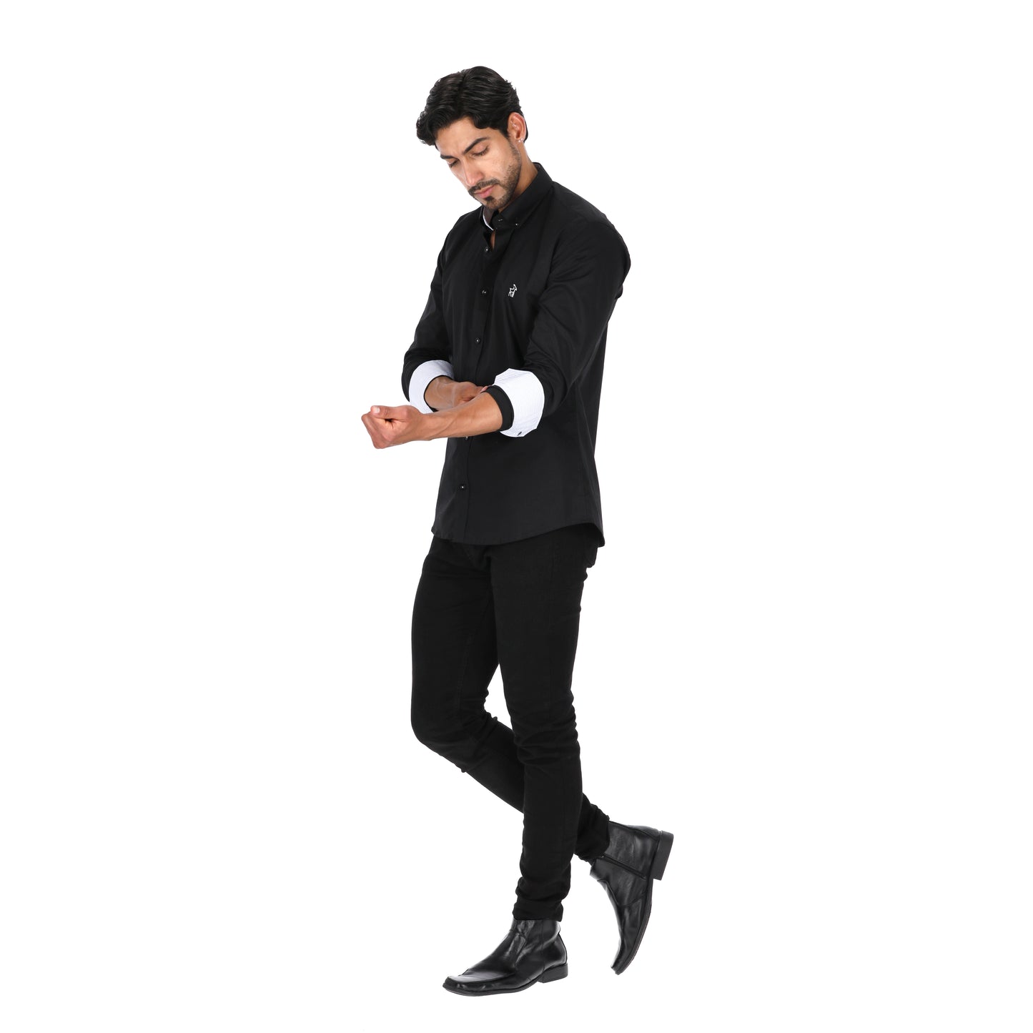 Camisa en Algodón 100% LCC2301 Negro Marca La Chaqueteria
