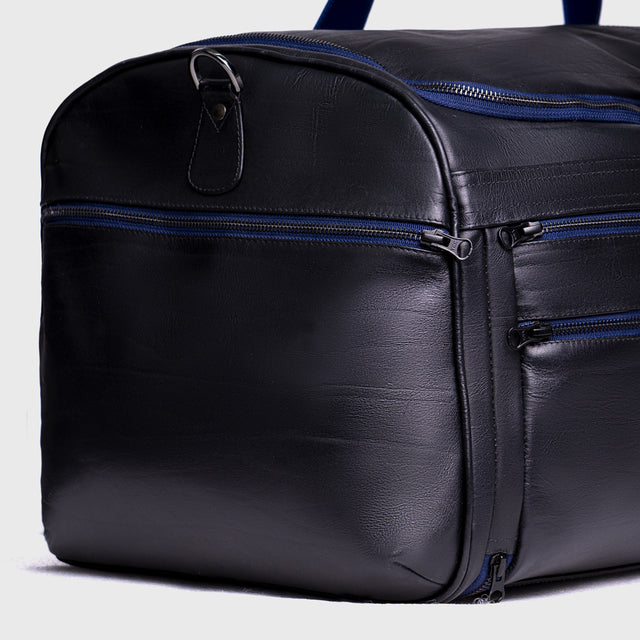 Porta Vestido en Cuero Negro Cinta Azul Classic La Chaqueteria.