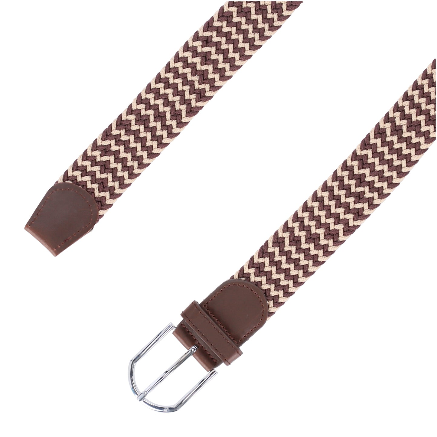 Cinturón Trenzado Cafe y Blanco Ref 10 Marca La Chaqueteria