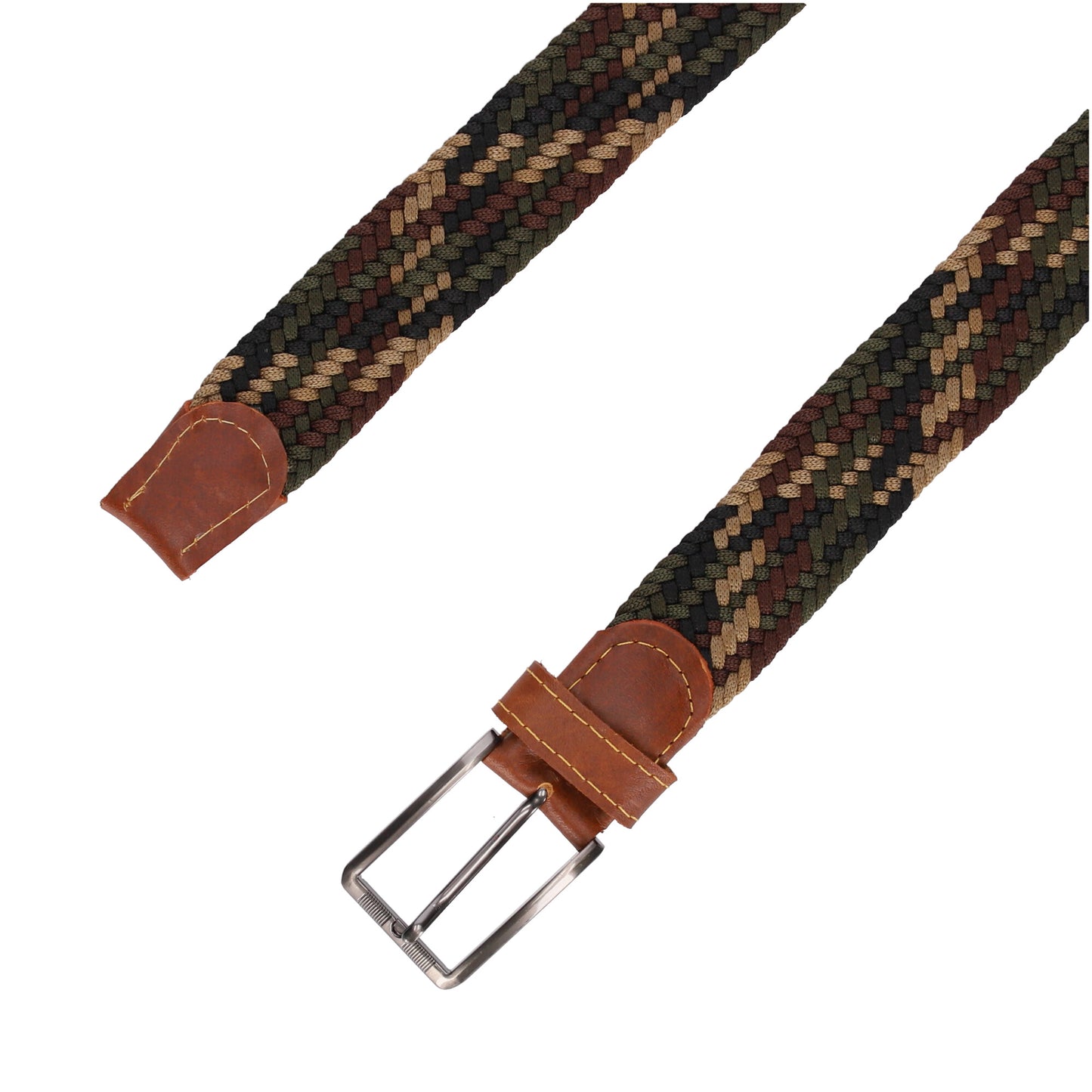 Cinturón Trenzado Multicolor Verde Cafe y Beige Ref 02 Marca La Chaqueteria