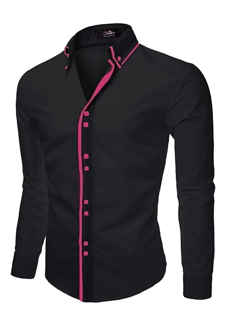 CAMISA LCC45 NEGRO-FUCSIA