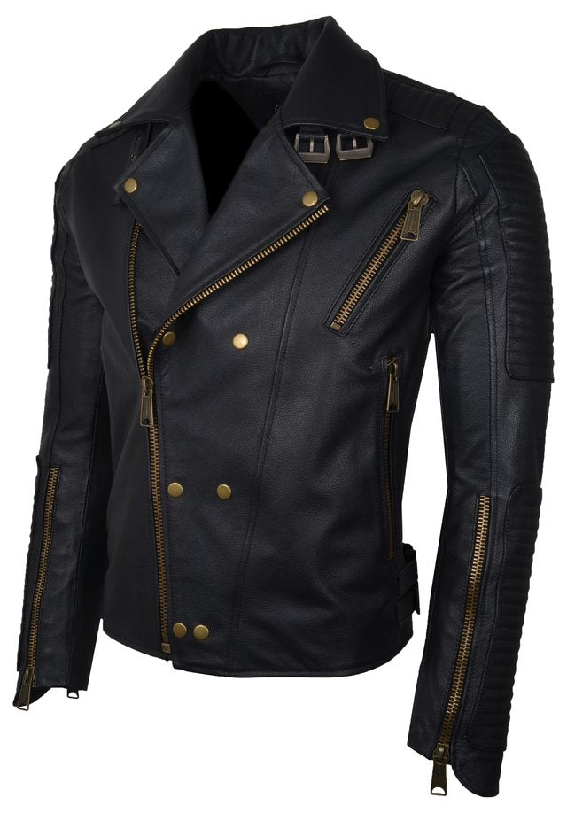 Chaqueta en Cuero Negro Dragon Brush La Chaqueteria