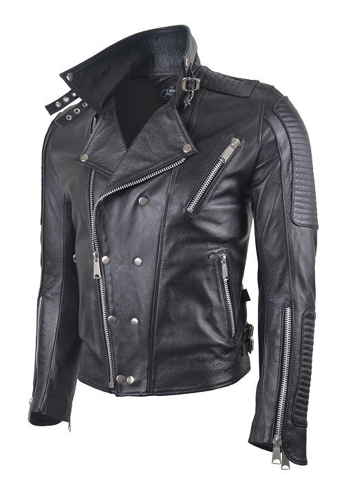 Chaqueta en Cuero Negro Dragon Silver