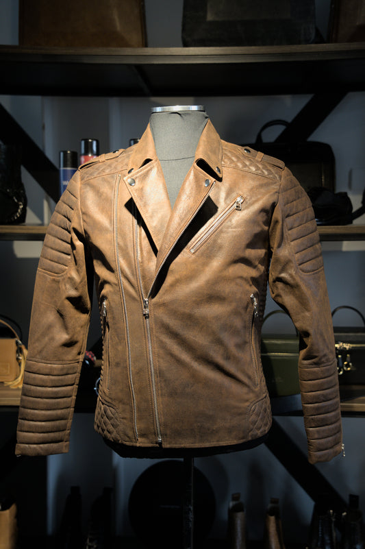 Chaqueta de Cuero Craquelado Terracota Blug 2.0