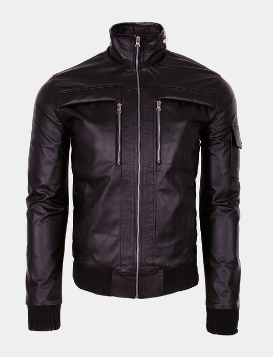Chaqueta de Cuero Napa Negro Komodo