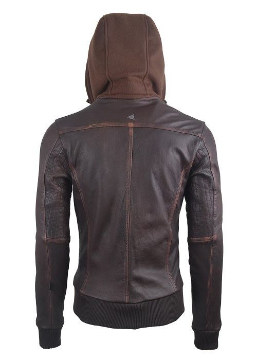 Chaqueta de Cuero Envejecido Cafe Base Cafe Feder