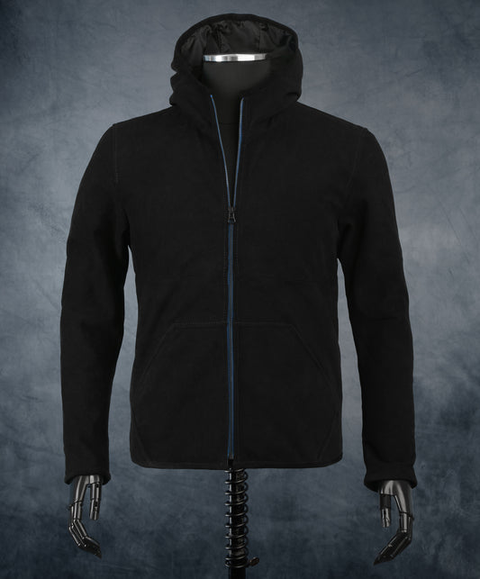 Chaqueta de Gamuza Con Capota Negra