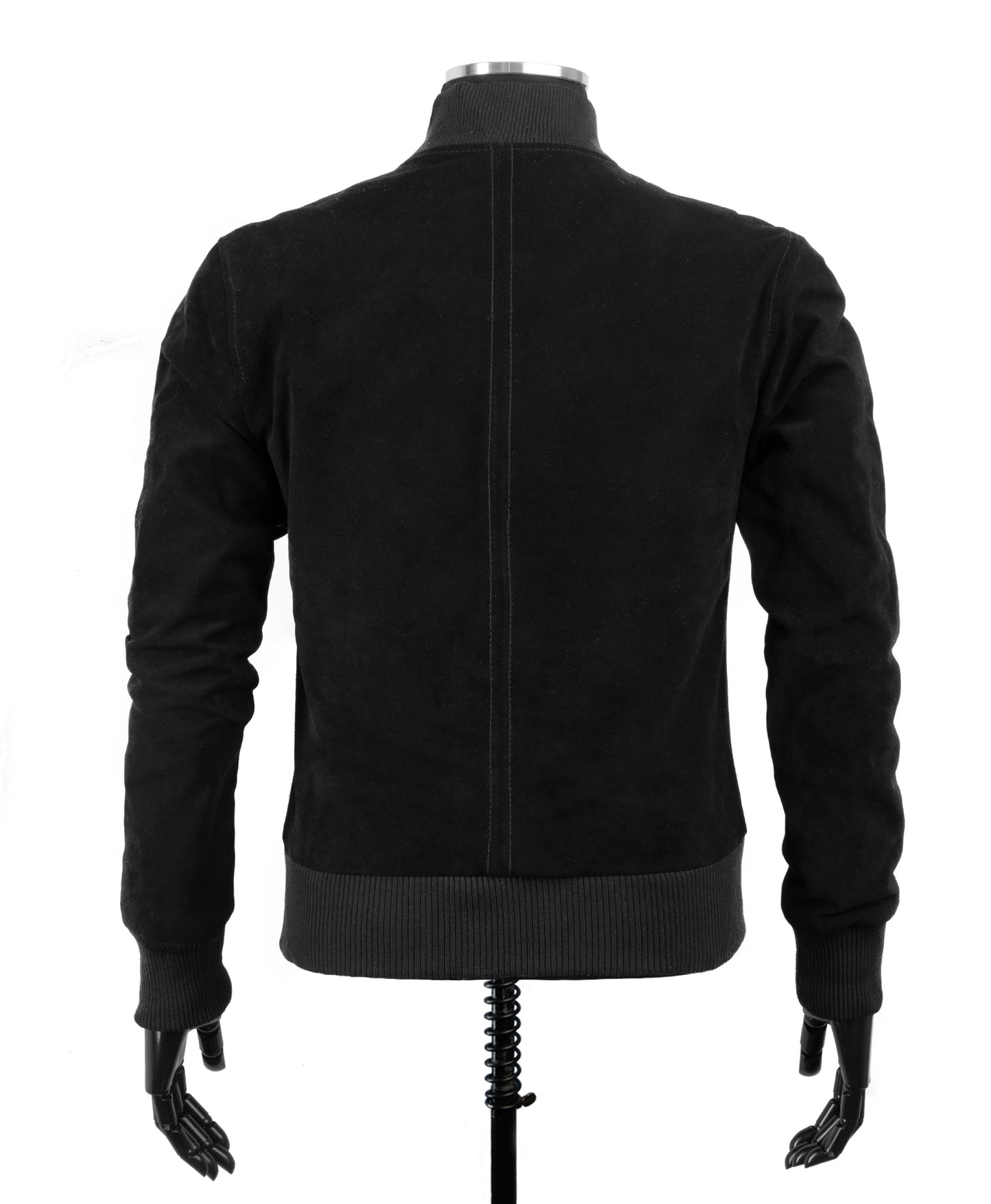 Chaqueta en Cuero Gamuza Negro Cremallera Naranja