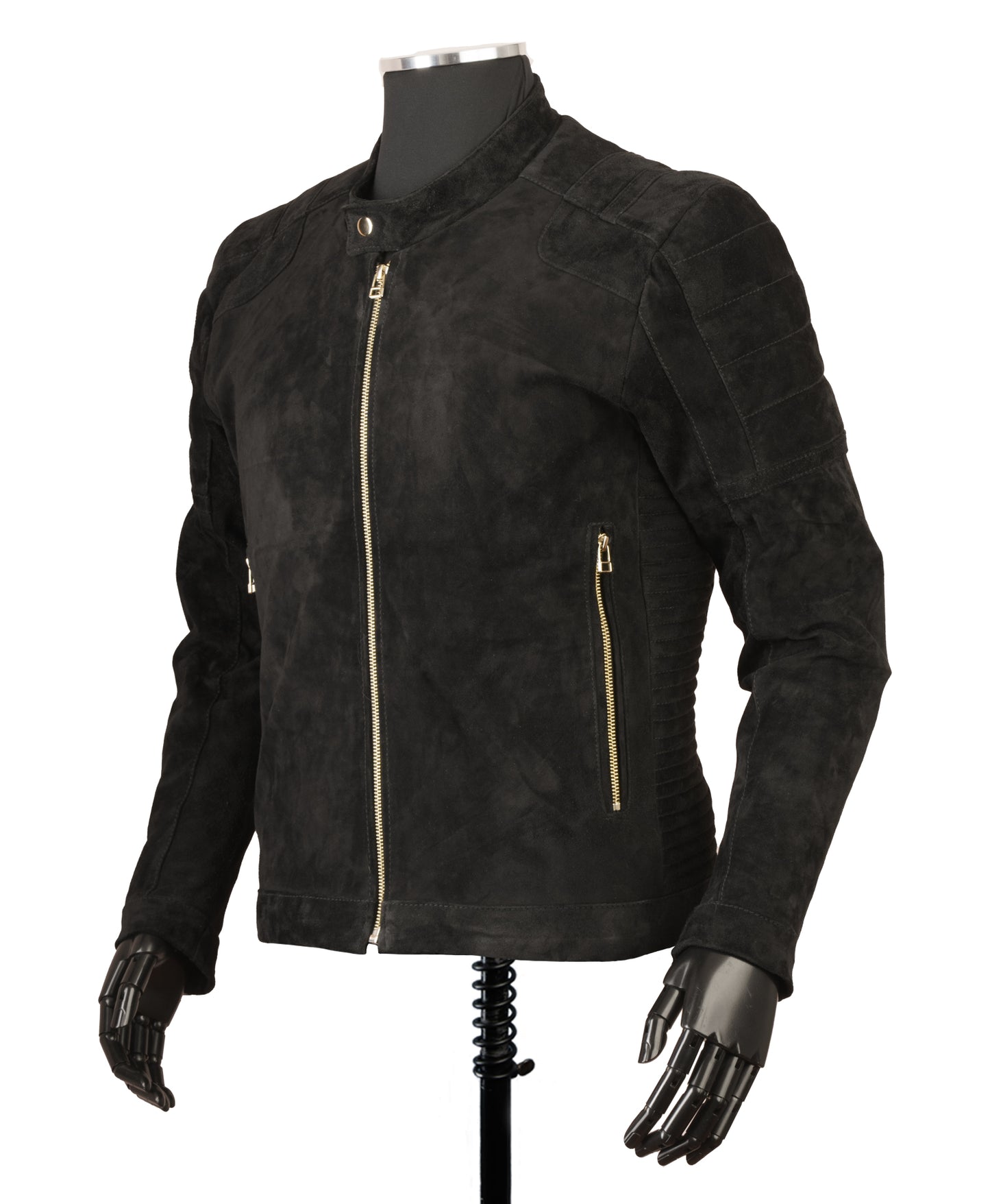 Chaqueta en Cuero Gamuza Negro LCHL31