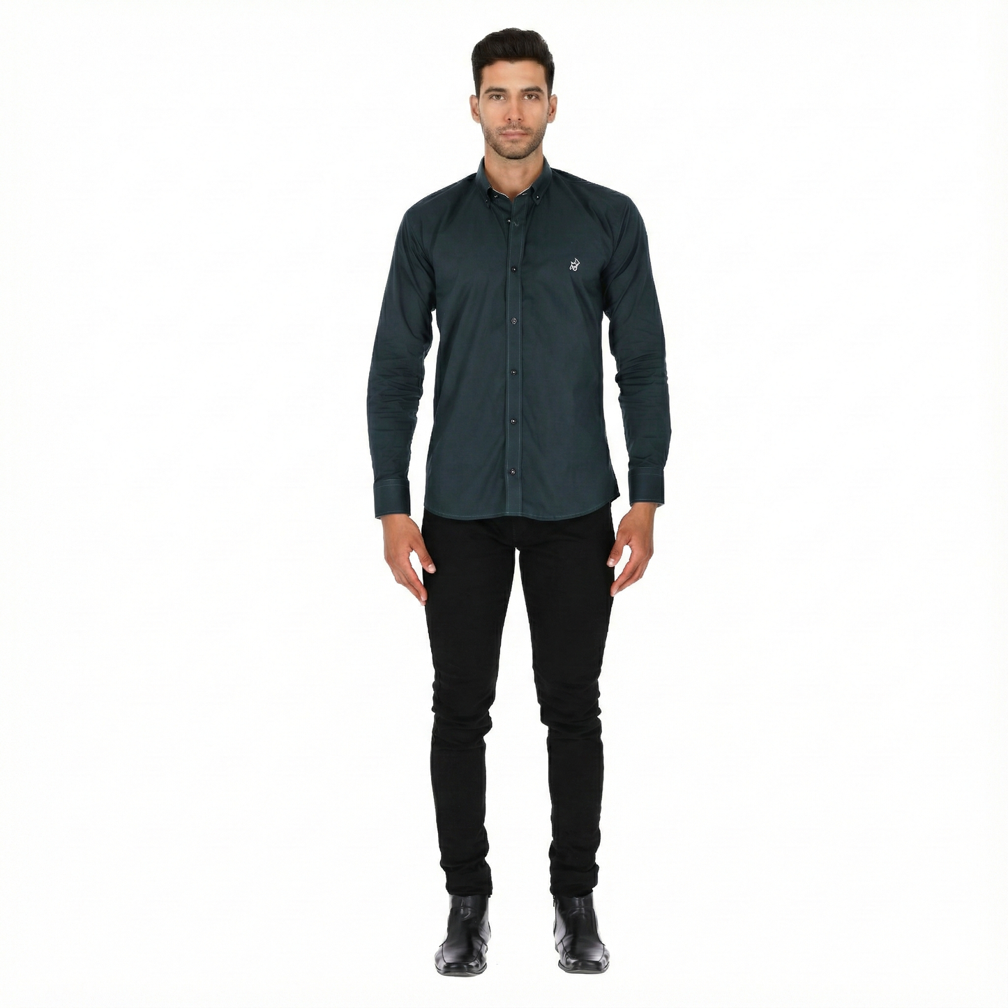 Camisa en Algodón 100% LCC2301 Verde Oscuro Marca la Chaqueteria