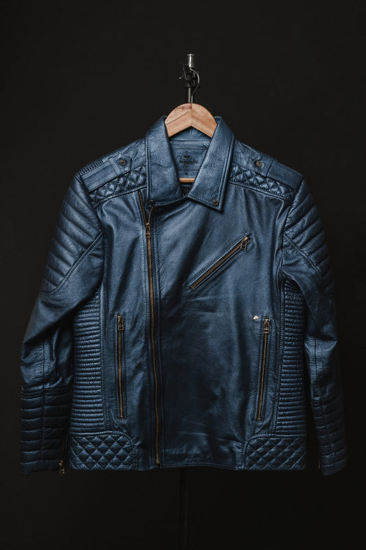 Chaqueta de Cuero Azul Metalizado  Blug 2.0