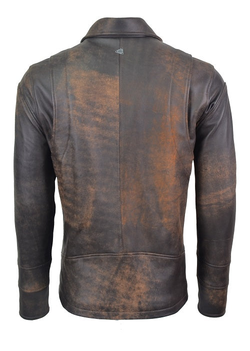 Chaqueta de Cuero Envejecido Cafe Base Cafe LCHL06