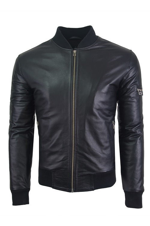 Chaqueta de Cuero Negro LCHL10