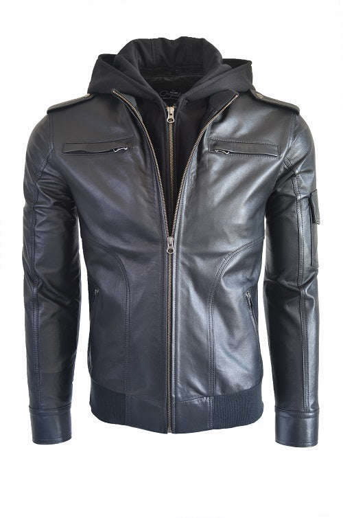 Chaqueta de Cuero Negro LCHL13 La Chaqueteria