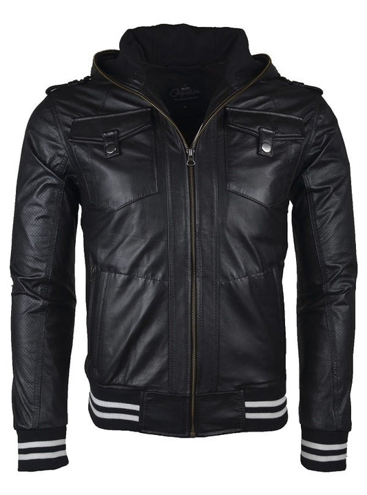 Chaqueta de  Cuero Negro LCHL14