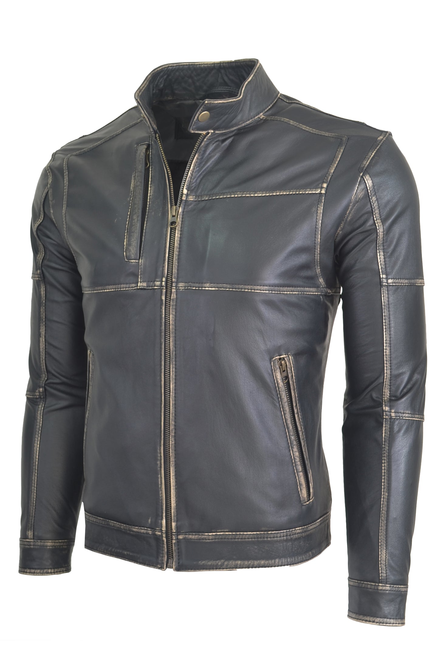 Chaqueta en Cuero Envejecido Marron LCHL16