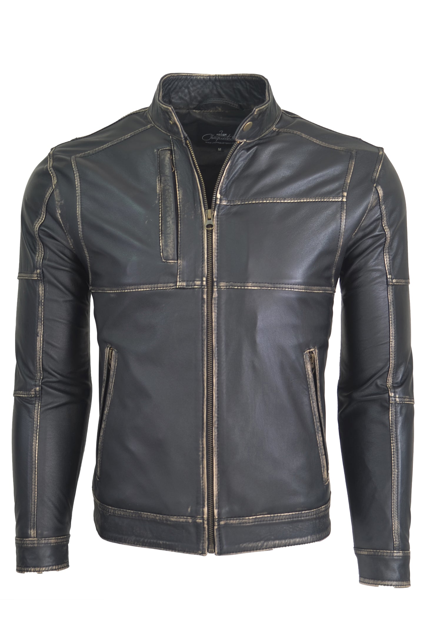 Chaqueta en Cuero Envejecido Marron LCHL16