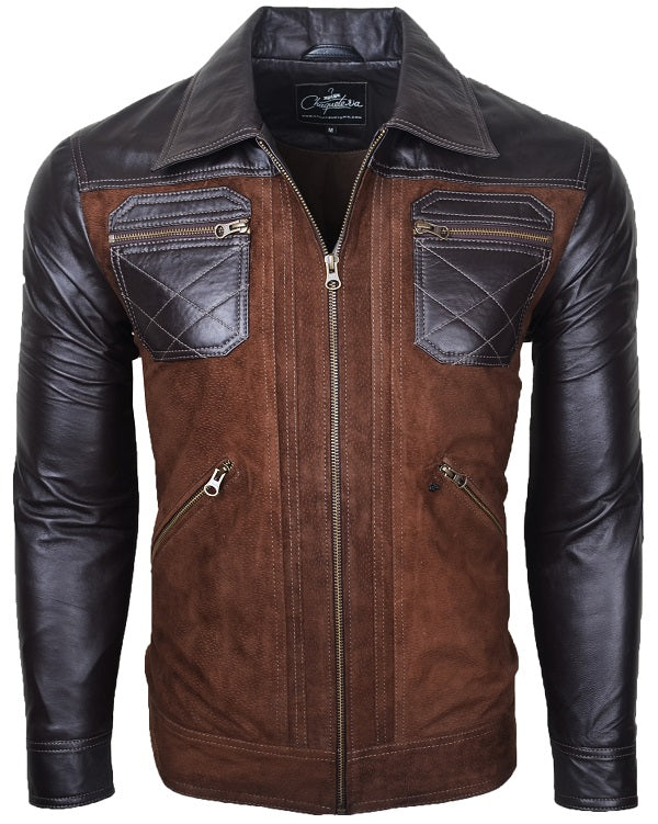 Chaqueta en Cuero Marrón Oscuro LCHL26