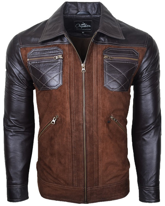 Chaqueta de Cuero Marrón Oscuro LCHL26