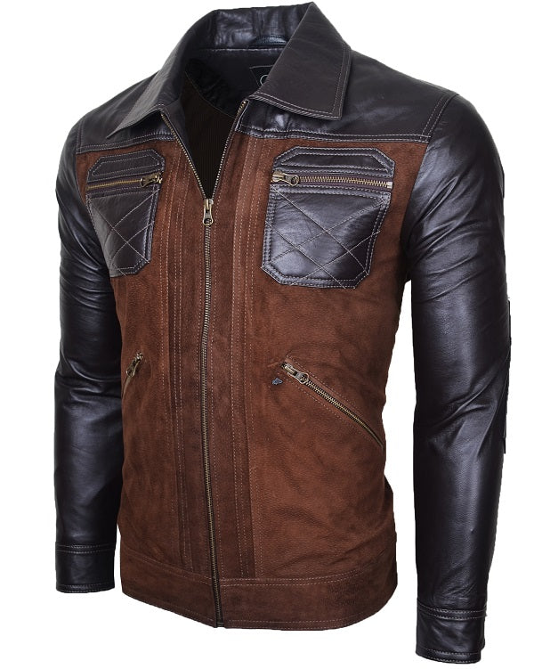 Chaqueta en Cuero Marrón Oscuro LCHL26