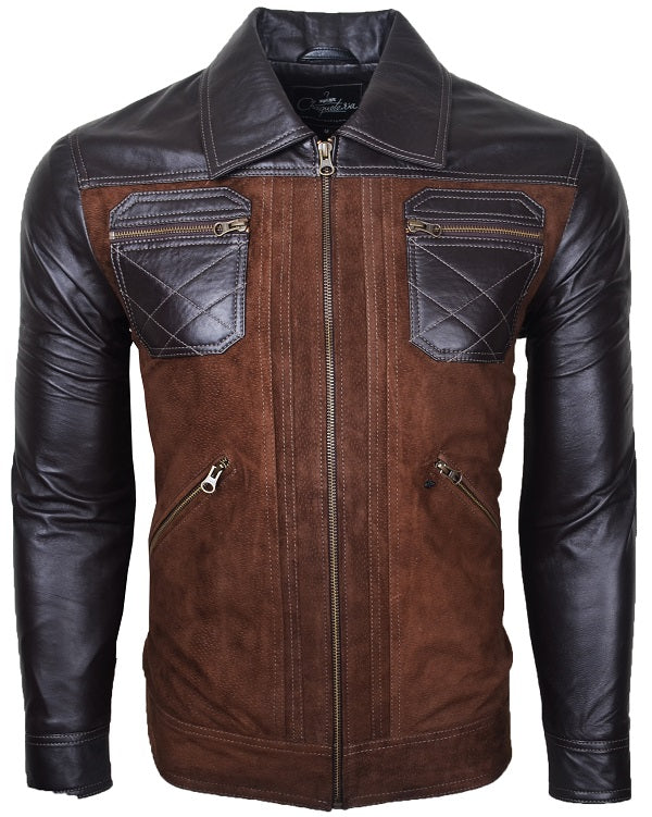 Chaqueta en Cuero Marrón Oscuro LCHL26