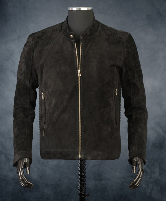 Chaqueta de Cuero Gamuza Negro LCHL31